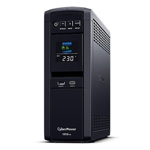 CyberPower PFC Sinewave 1350VA Line Interactive Tower UPS, 810W, LCD Display, 2x UK Plug, 4x IEC, AVR Energy Saving-0