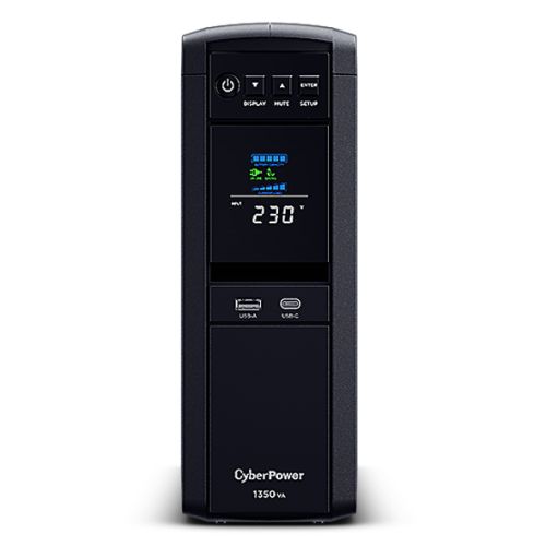 CyberPower PFC Sinewave 1350VA Line Interactive Tower UPS, 810W, LCD Display, 2x UK Plug, 4x IEC, AVR Energy Saving-2