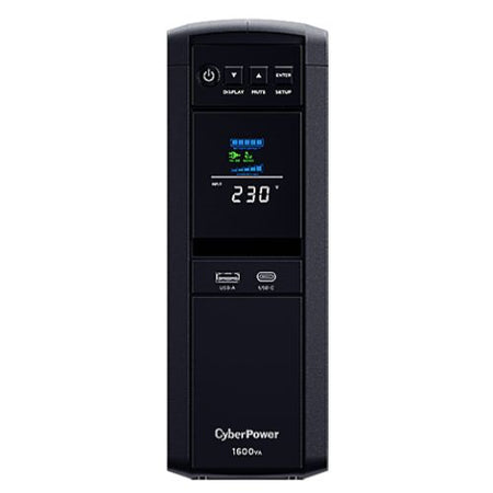 CyberPower PFC Sinewave 1600VA Line Interactive Tower UPS, 1000W, LCD Display, 2x UK Plug, 4x IEC, AVR Energy Saving-2