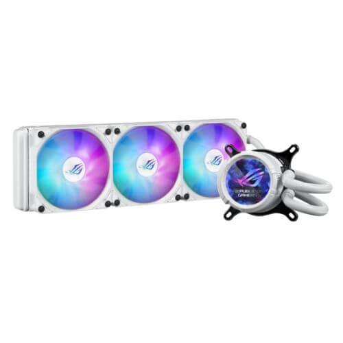 Asus ROG STRIX LC III 360 ARGB LCD Liquid CPU Cooler, 360mm, 7th Gen v2 Asetek Pump, ARGB Fans, Customisable LCD Display, Rotatable Water Block, White-0