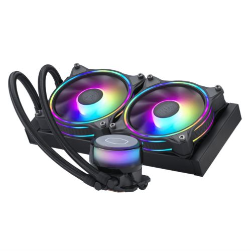 Cooler Master MasterLiquid ML240 Illusion ARGB 240mm Liquid CPU Cooler, 2x ARGB PWM Fans, Translucent ARGB Dome, Black-0