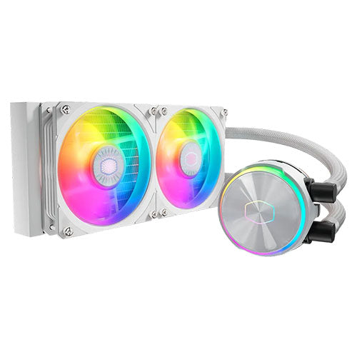 Cooler Master PL240 Flux ARGB 240mm Liquid CPU Cooler, 2x ARGB PWM Fans, RGB Pump Head, RGB Controller, White-0