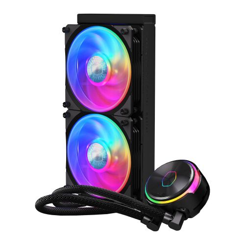 Cooler Master PL240 Flux ARGB 240mm Liquid CPU Cooler, 2x ARGB PWM Fans, RGB Pump Head, RGB Controller, Black-1