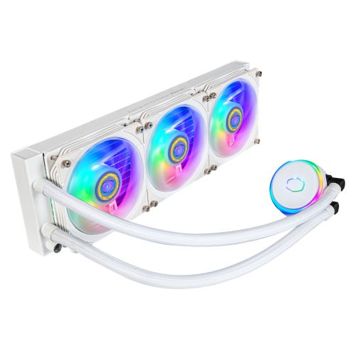 Cooler Master PL360 Flux ARGB 360mm Liquid CPU Cooler, 3x ARGB PWM Fans, RGB Pump Head, RGB Controller, White-0