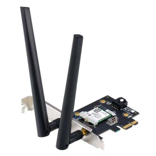 Asus (PCE-BE6500) BE6500 Wi-Fi 7 Tri-Band PCI Express Adapter, Bluetooth 5.4, 4096-QAM, WPA3-0