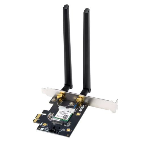 Asus (PCE-BE6500) BE6500 Wi-Fi 7 Tri-Band PCI Express Adapter, Bluetooth 5.4, 4096-QAM, WPA3-1