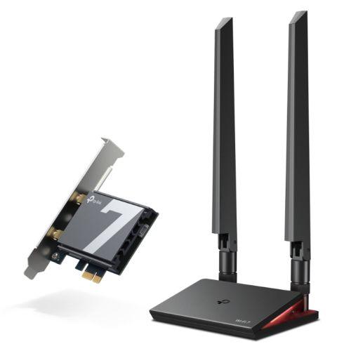 TP-Link (Archer TBE550E) BE9300 Wi-Fi 7 Tri-Band PCI Express Adapter, Bluetooth 5.4, WPA3, External Base/Antennas-0