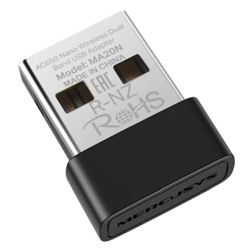 Mercusys (MA20N) AC650 Nano Wireless Dual Band USB Adapter, WPA3 Security-0